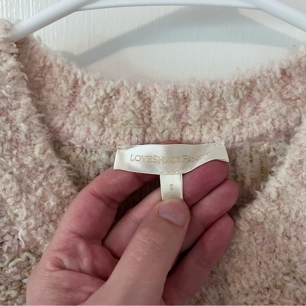 LoveShackFancy Set Saxson Cardigan Sweater & Bibi Skirt Plush Pink Cream Small